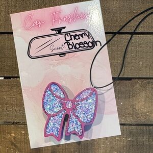 Glittery Pink Bow Car Freshener